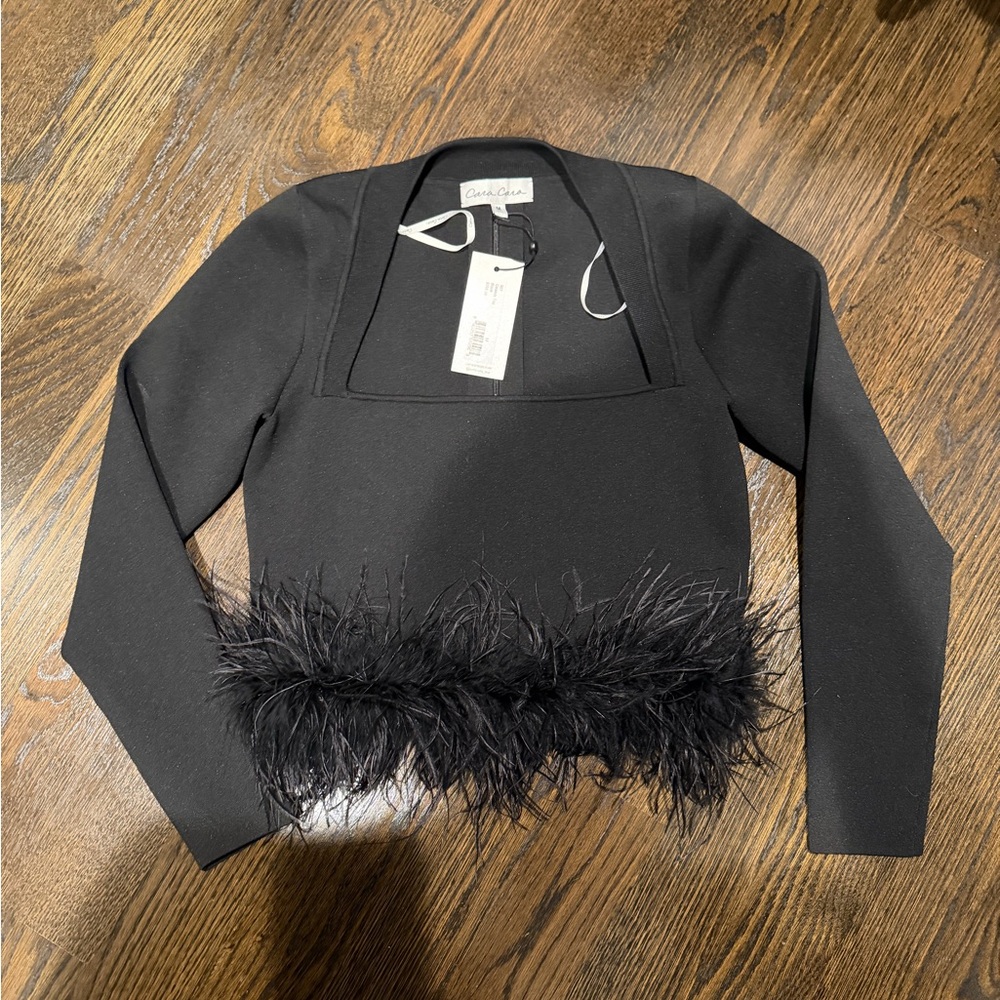 Cara Cara Black Feather-Embellished Blazer